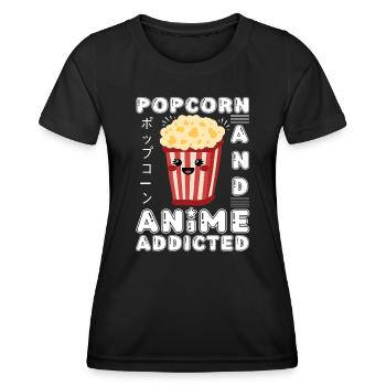 Popcorn & Anime Addicted Japanese Anime Manga - Women's Functional T-Shirt - black - Front - AI Model Female 172 light (172cm)