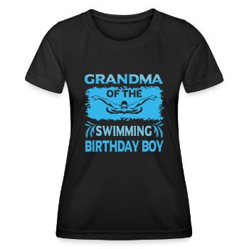 Grandma Of the Birthday Boy Swimming Family Design - Women's Functional T-Shirt - black - Front - AI Model Female 172 light (172cm)