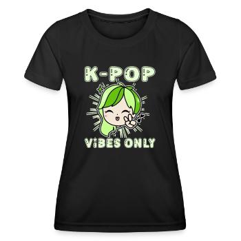 Design coréen amusant - Un must-have pour la K-pop - T-shirt sport Femme - noir - Devant - AI Model Female 172 light (172cm)