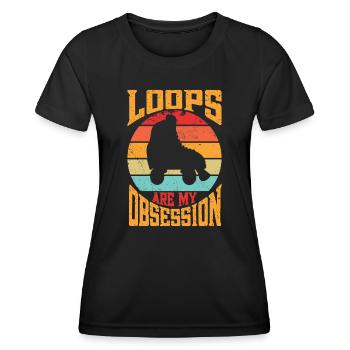 Rollerskater Party Loops My Obsession Gift Idea - Frauen Funktions-T-Shirt - Schwarz - Vorne - AI Model Female 172 light (172cm)