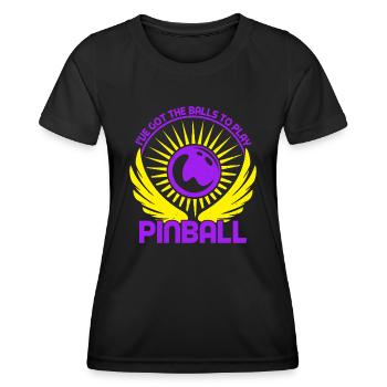 I´ve Got The Balls To Play Pinball Machine Player - Frauen Funktions-T-Shirt - Schwarz - Vorne - AI Model Female 172 light (172cm)