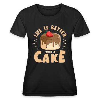 Pastry Lover Life Is Better With A Cake Cute Gift - Women's Functional T-Shirt - black - Front - AI Model Female 172 light (172cm)