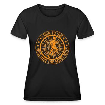 Running Who Has The Most Nuts Marathon Runner gift - Frauen Funktions-T-Shirt - Schwarz - Vorne - AI Model Female 172 light (172cm)