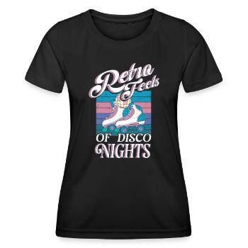 Roller Skating Skate Retro Feels Disco Nights Gift - Women's Functional T-Shirt - black - Front - AI Model Female 172 light (172cm)