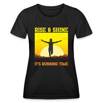 Running Rise & Shine Marathon Runner Gift - Frauen Funktions-T-Shirt - Schwarz - Vorne - AI Model Female 172 light (172cm)