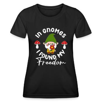 Dans les gnomes, j’ai trouvé ma liberté drôle de jardinage de gnome - T-shirt sport Femme - noir - Devant - AI Model Female 172 light (172cm)