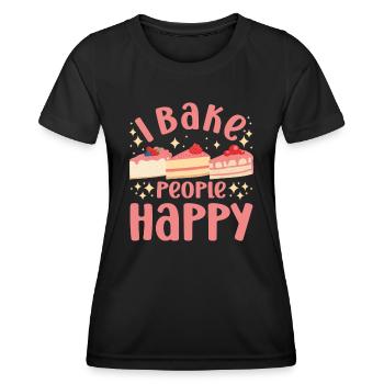 Cake Baker I Bake People Happy Cupcake - Women's Functional T-Shirt - black - Front - AI Model Female 172 light (172cm)