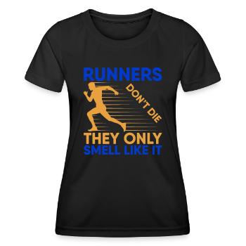 Running Don´t Die They Only Smell Like It Marathon - Frauen Funktions-T-Shirt - Schwarz - Vorne - AI Model Female 172 light (172cm)