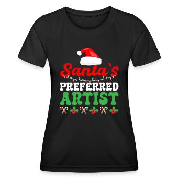 Funny Art Painter Santa ́s Preferred Artist Drawing - Women's Functional T-Shirt - black - Front - AI Model Female 172 light (172cm)