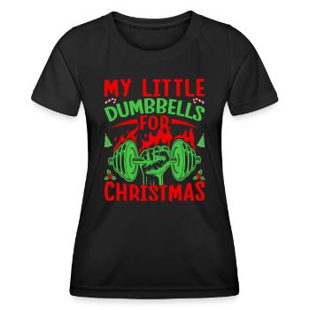 Fitness Fanatics Little Dumbbells For X-Mas - Frauen Funktions-T-Shirt - Schwarz - Vorne - AI Model Female 172 light (172cm)