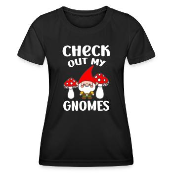 Découvrez mes gnomes Jardinage amusant de gnomes - T-shirt sport Femme - noir - Devant - AI Model Female 172 light (172cm)