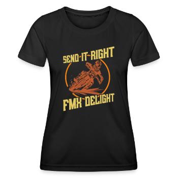 Dirt Biker Riding Send It Right FMX Delight - Frauen Funktions-T-Shirt - Schwarz - Vorne - AI Model Female 172 light (172cm)