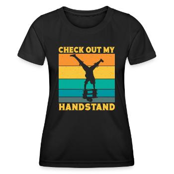 Check Out My handstand Circus Performer Gifts Idea - Frauen Funktions-T-Shirt - Schwarz - Vorne - AI Model Female 172 light (172cm)