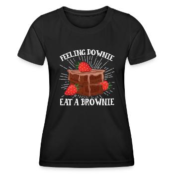 Pastry Lover Feeling Downie Eat Brownie Cute Gift - Frauen Funktions-T-Shirt - Schwarz - Vorne - AI Model Female 172 light (172cm)