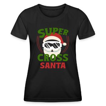 Dirt Biker Riding Supercross Santa Dirt Bike - Frauen Funktions-T-Shirt - Schwarz - Vorne - AI Model Female 172 light (172cm)
