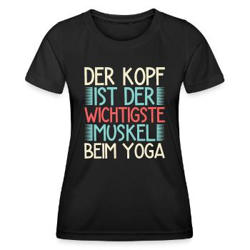 Yoga The head is the most important muscle - Women's Functional T-Shirt - black - Front - AI Model Female 172 light (172cm)