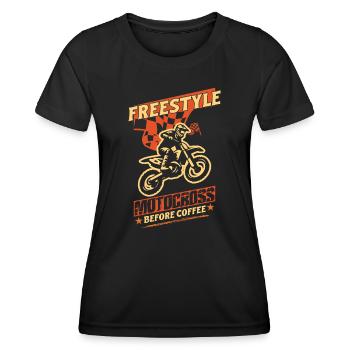 Dirt Biker Riding Freestyle Motorcross Dirt Bike - Frauen Funktions-T-Shirt - Schwarz - Vorne - AI Model Female 172 light (172cm)
