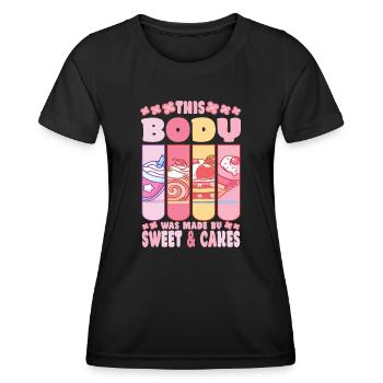 Pastry Lover This Body Was Made By Sweet & Cake - Frauen Funktions-T-Shirt - Schwarz - Vorne - AI Model Female 172 light (172cm)