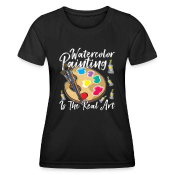 Funny Art Painter Watercolor The Real Drawing Gift - Frauen Funktions-T-Shirt - Schwarz - Vorne - AI Model Female 172 light (172cm)