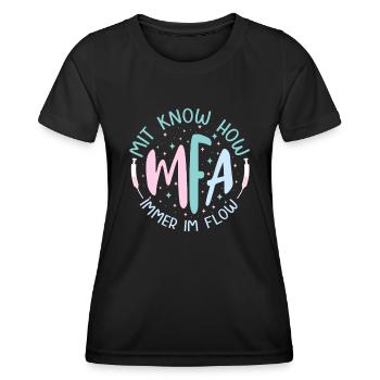MFA Know How Medizinische Fachangestellte - Frauen Funktions-T-Shirt - Schwarz - Vorne - AI Model Female 172 light (172cm)