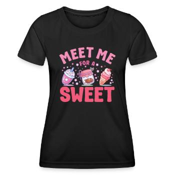Cake Baker Meet Me For A Sweet Cupcake - Women's Functional T-Shirt - black - Front - AI Model Female 172 light (172cm)