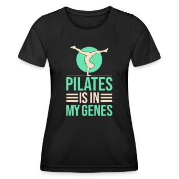 Yoga Pilates Is In My Genes Funny Yoga - Women's Functional T-Shirt - black - Front - AI Model Female 172 light (172cm)