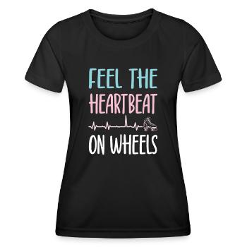 Rollerskater Party Feel Heartbeat On Wheels Gift - Frauen Funktions-T-Shirt - Schwarz - Vorne - AI Model Female 172 light (172cm)