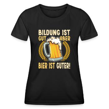 Education is good, but beer is good, education beer - Women's Functional T-Shirt - black - Front - AI Model Female 172 light (172cm)