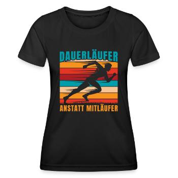 Running Dauerläufer Anstatt Mitläufer Marathon - Frauen Funktions-T-Shirt - Schwarz - Vorne - AI Model Female 172 light (172cm)