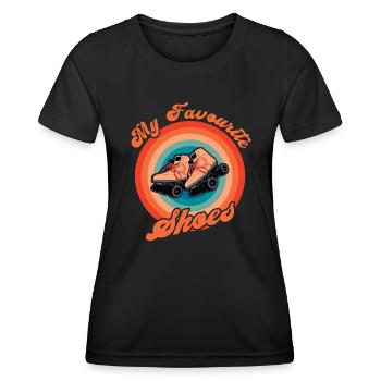 Rollerskater My Shoes Rollschuh Disco - Frauen Funktions-T-Shirt - Schwarz - Vorne - AI Model Female 172 light (172cm)