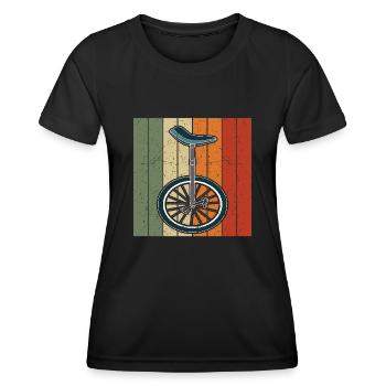 Einrad fahren Retro Vintage Einrad Sunset - Frauen Funktions-T-Shirt - Schwarz - Vorne - AI Model Female 172 light (172cm)