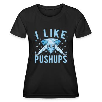 Fitness Fanatics I Like Pushups Calisthenics Gym - Women's Functional T-Shirt - black - Front - AI Model Female 172 light (172cm)