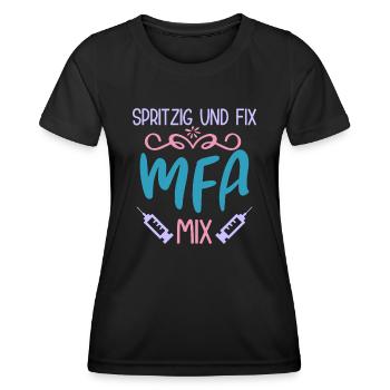 MFA Spritzig & Fix Medizinische Fachangestellte - Frauen Funktions-T-Shirt - Schwarz - Vorne - AI Model Female 172 light (172cm)