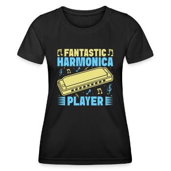 Funny Harmonica Player Fantastic Player Harmonica - Frauen Funktions-T-Shirt - Schwarz - Vorne - AI Model Female 172 light (172cm)