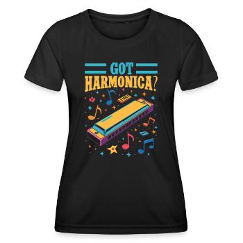Funny Harmonica Player Got Harmonica - Frauen Funktions-T-Shirt - Schwarz - Vorne - AI Model Female 172 light (172cm)