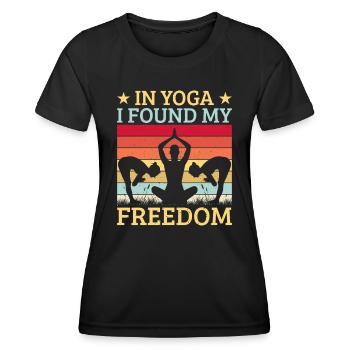 Yoga I Found My Freedom Funny Yoga - Frauen Funktions-T-Shirt - Schwarz - Vorne - AI Model Female 172 light (172cm)