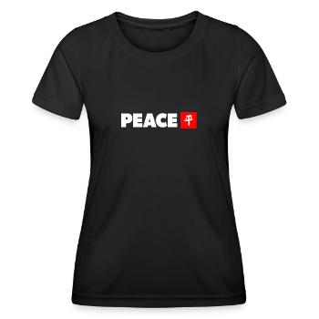Peace mit japanischem Kanji in weiß und rot - Frauen Funktions-T-Shirt - Schwarz - Vorne - AI Model Female 172 light (172cm)