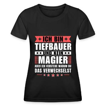 Ich bin Tiefbauer und kein Magier - Frauen Funktions-T-Shirt - Schwarz - Vorne - AI Model Female 172 light (172cm)