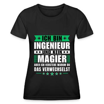 Ich bin Ingenieur und kein Magier - Frauen Funktions-T-Shirt - Schwarz - Vorne - AI Model Female 172 light (172cm)