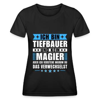 Ich bin Tiefbauer und kein Magier - Frauen Funktions-T-Shirt - Schwarz - Vorne - AI Model Female 172 light (172cm)