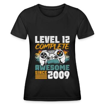 Geburtsjahr 2009 geboren 12 Geburtstag Gamer - Frauen Funktions-T-Shirt - Schwarz - Vorne - AI Model Female 172 light (172cm)