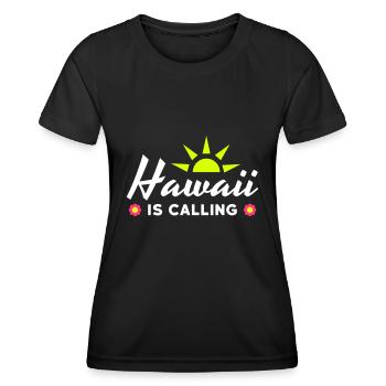 Hawaii is calling (Sonne, Sonnenstrahlen, Blüten) - Frauen Funktions-T-Shirt - Schwarz - Vorne - AI Model Female 172 light (172cm)