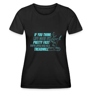 Courir assez vite n’a jamais été un marathon sur tapis roulant - T-shirt sport Femme - noir - Devant - AI Model Female 172 light (172cm)