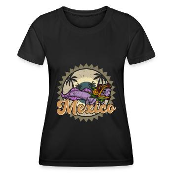 Quetzalcoatl Axolotl Mexiko Azteken Gottheit - Frauen Funktions-T-Shirt - Schwarz - Vorne - AI Model Female 172 light (172cm)
