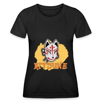 Japanische Tengu Hannya Kitsune Maske - Frauen Funktions-T-Shirt - Schwarz - Vorne - AI Model Female 172 light (172cm)