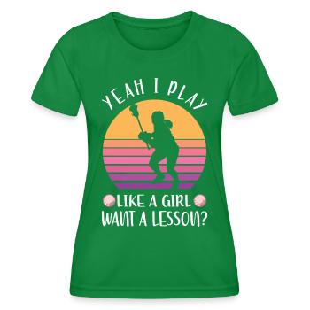 Lacrosse Sport | Spieler Team Trainer Geschenkidee - Frauen Funktions-T-Shirt - Kelly Green - Vorne - AI Model Female 172 dark (172cm)