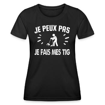 je peux pas je fais mes tig - T-shirt sport Femme - noir - Devant - AI Model Female 172 light (172cm)