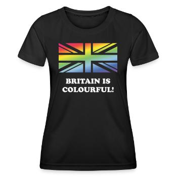Großbritannien ist bunt! (Union Jack, Großbritannien) - Frauen Funktions-T-Shirt - Schwarz - Vorne - AI Model Female 172 light (172cm)