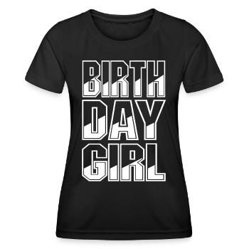 Fille d’anniversaire - T-shirt sport Femme - noir - Devant - AI Model Female 172 light (172cm)