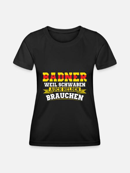 Baden Geschenkidee | Badner Badisch Badener Flagge - Frauen Funktions-T-Shirt - Schwarz